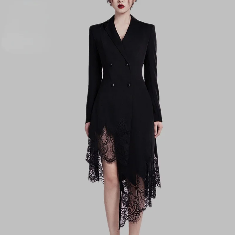 2022 Fall Temperament Slim Long-sleeved Blazer Dress Women Spring Irregular Lace Stitching Suit V-neck Double Breasted Dresses
2022 Fall Temperament Slim Long-sleeved Blazer Dress Women Spring Irregular Lace Stitching Suit V-neck Double Breasted Dresses