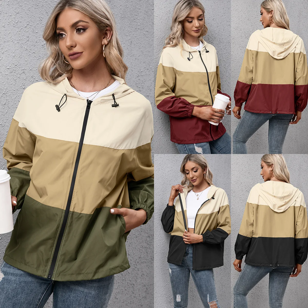 Hooded color-blocking waterproof clothing raincoat outdoor sports mountaineering clothing windbreaker jacket jacket top women
Hooded color-blocking waterproof clothing raincoat outdoor sports mountaineering clothing windbreaker jacket jacket top women