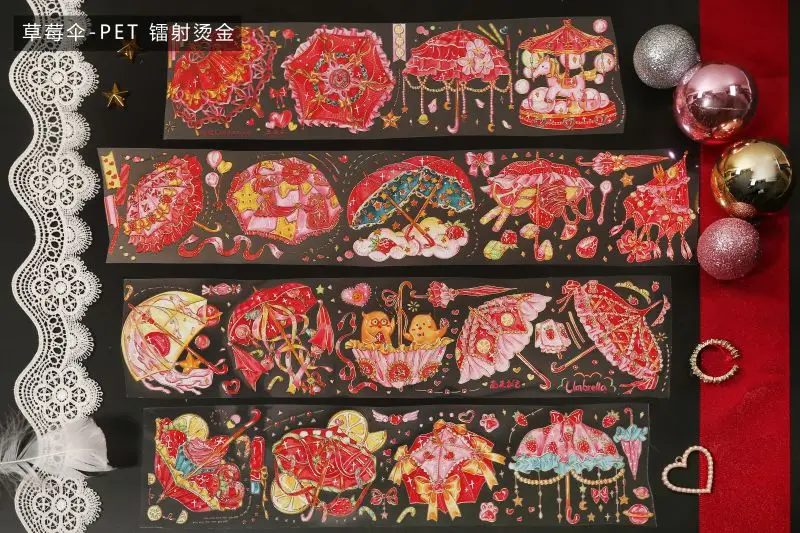 5 Meter Strawberry Umbrella and Cute Bear Laser Gold PET Rainbow Kawaii Washi Tape Journaling Material
5 Meter Strawberry Umbrella and Cute Bear Laser Gold PET Rainbow Kawaii Washi Tape Journaling Material