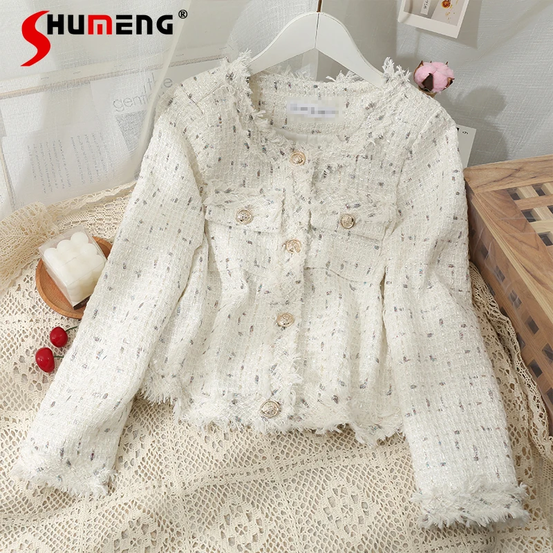 Korean Style Fashion Elegant Tweed Round Neck Cardigan Coat Women's 2022 Spring New Tassel Frayed Solid Long Sleeve Short Jacket
Korean Style Fashion Elegant Tweed Round Neck Cardigan Coat Women's 2022 Spring New Tassel Frayed Solid Long Sleeve Short Jacket