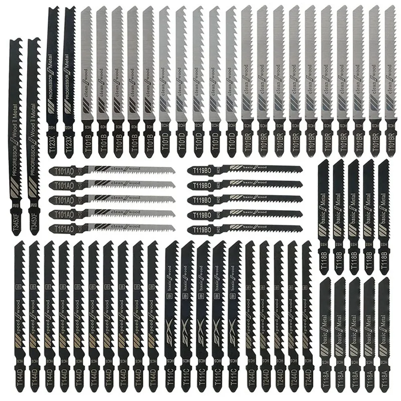 Jigsaw Blades T Shank Jigsaw Blades Set Assorted Jig Saw Blade Set Made With HCS/HSS For Wood Plastic And Metal Cutting
Jigsaw Blades T Shank Jigsaw Blades Set Assorted Jig Saw Blade Set Made With HCS/HSS For Wood Plastic And Metal Cutting