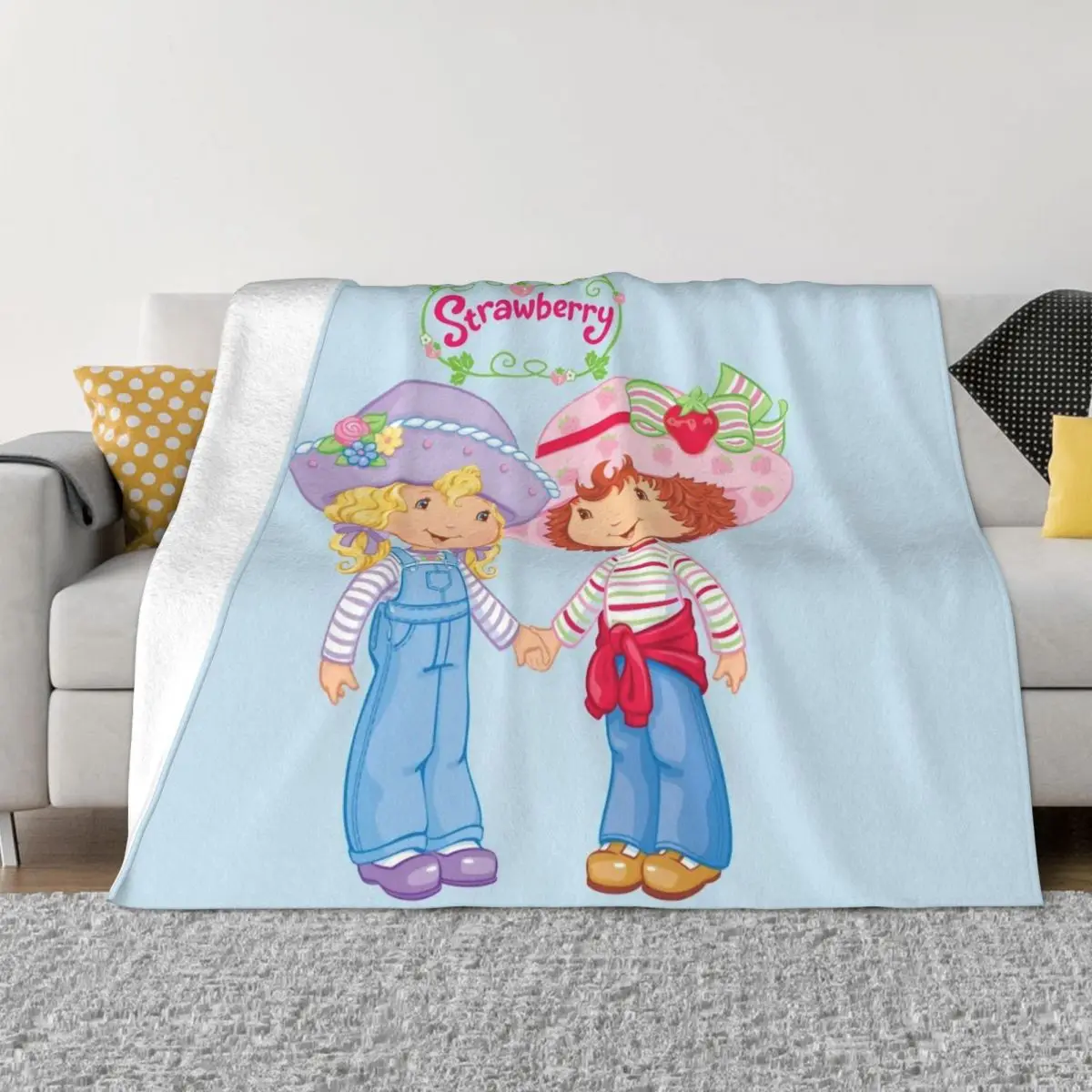 

Strawberry Shortcake Cartoon Blanket Flannel Decoration And Friend Portable Home Bedspread