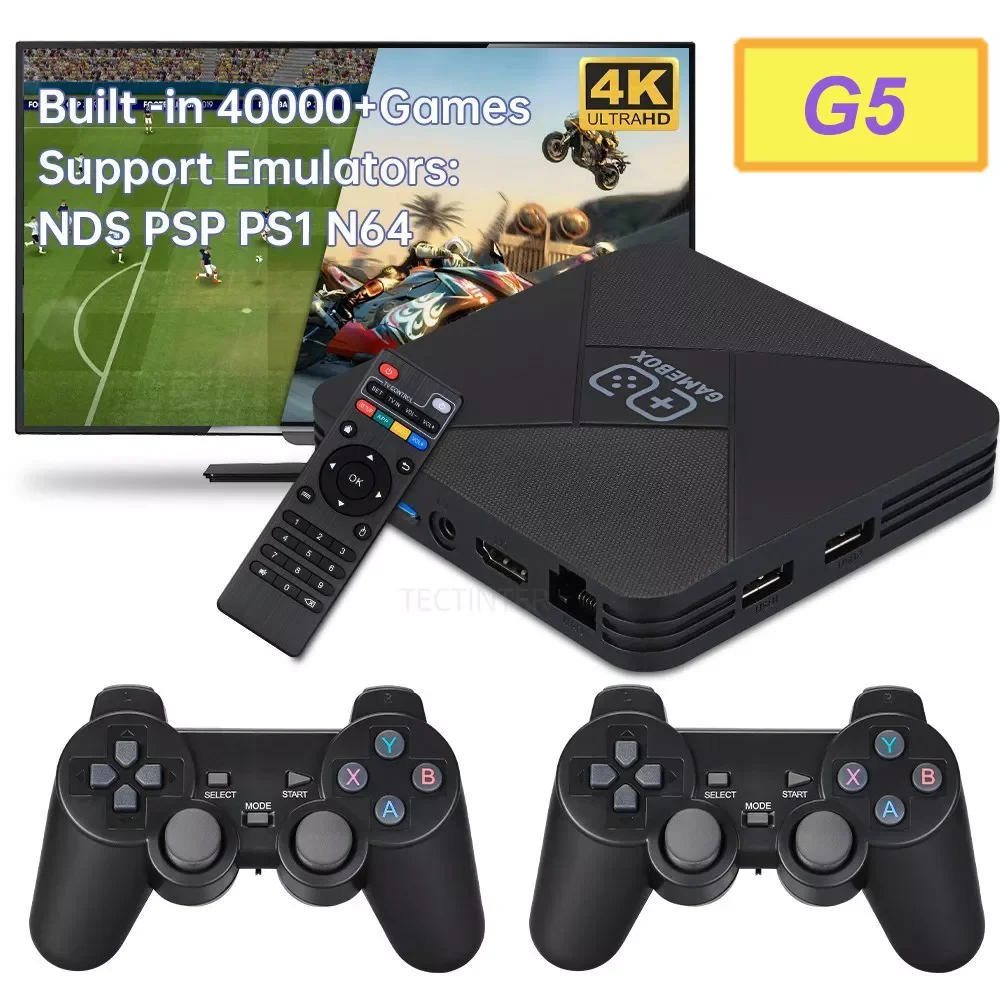 Dual-System 4K HD Video Game Console TV Game Player Wireless Gamepad G5 Built in 40000+ Games 128G TV Box Support NDS/PS1/PSP
Dual-System 4K HD Video Game Console TV Game Player Wireless Gamepad G5 Built in 40000+ Games 128G TV Box Support NDS/PS1/PSP