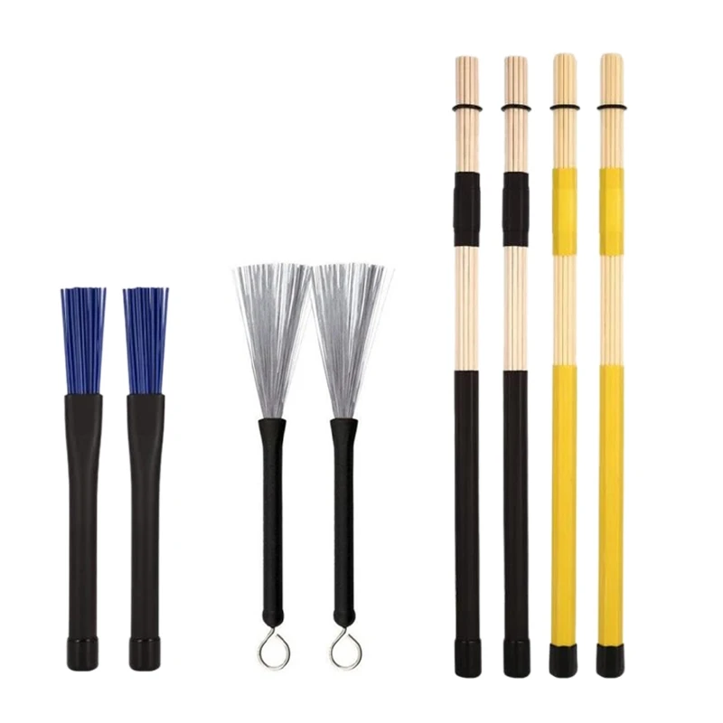Drum Sticks Brushes Kit - 1 Pair Metal Drush Brushes,1 Pair Nylon Brushes,2 Pair Brushes Sticks,for Percussion,Jazz,Etc
Drum Sticks Brushes Kit - 1 Pair Metal Drush Brushes,1 Pair Nylon Brushes,2 Pair Brushes Sticks,for Percussion,Jazz,Etc