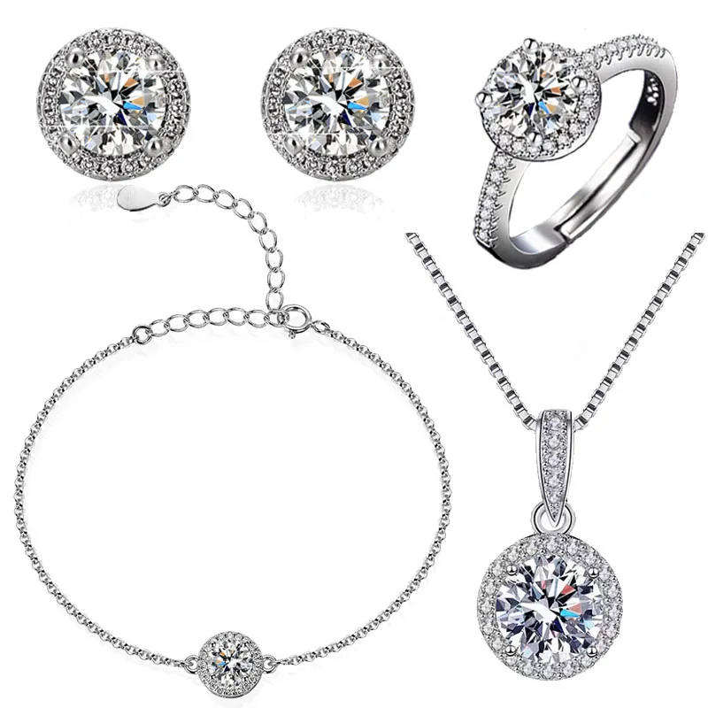 Hot Sale Women's Jewelry Set 925 Sterling Silver Delicate Moissanite Bracelet Earrings Ring Necklace Engagement Jewelry Gift
Hot Sale Women's Jewelry Set 925 Sterling Silver Delicate Moissanite Bracelet Earrings Ring Necklace Engagement Jewelry Gift