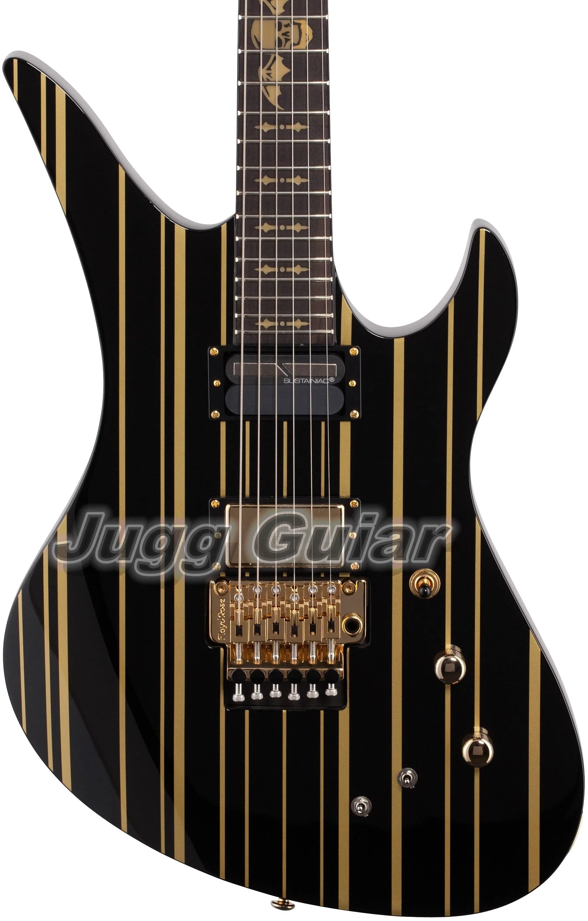 Black Gold Pinstripe Synyster Gates Custom S Electric Guitar 24 X Jumbo Frets Floyd Rose Tremolo Death Bat Inlay Black Binding
Black Gold Pinstripe Synyster Gates Custom S Electric Guitar 24 X Jumbo Frets Floyd Rose Tremolo Death Bat Inlay Black Binding