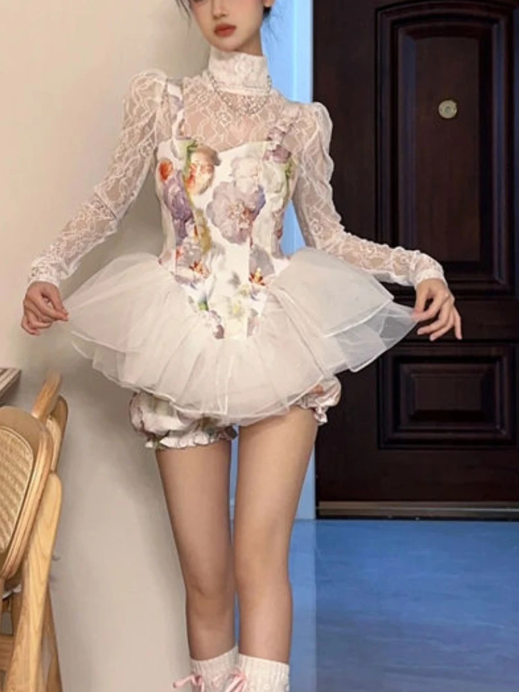 Japanese Lolita 3 Piece Set Women Korean Designer Floral Sweet Dresses Suit Female Lace Blouse+Print Elegant Dress+Casual Short
Japanese Lolita 3 Piece Set Women Korean Designer Floral Sweet Dresses Suit Female Lace Blouse+Print Elegant Dress+Casual Short