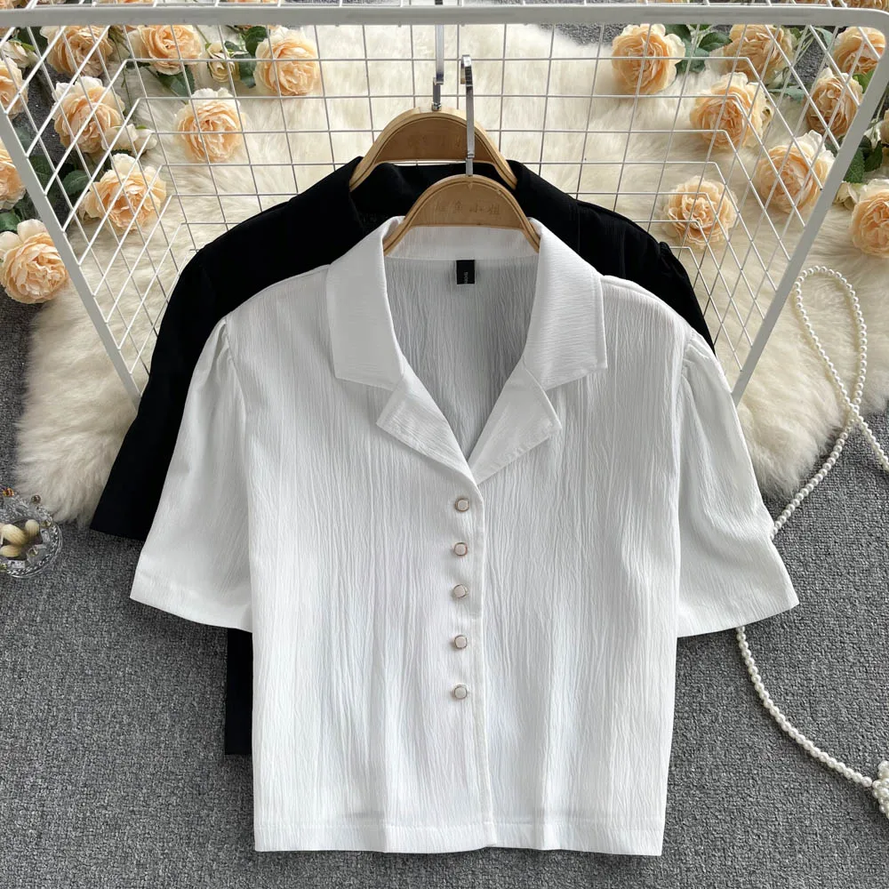 Camisas Lightweight Turn-down Collar Button WOMEN Retro Blouse Puff Sleeve Tops Casual Shirts Single Breasted Chemise Femme
Camisas Lightweight Turn-down Collar Button WOMEN Retro Blouse Puff Sleeve Tops Casual Shirts Single Breasted Chemise Femme
