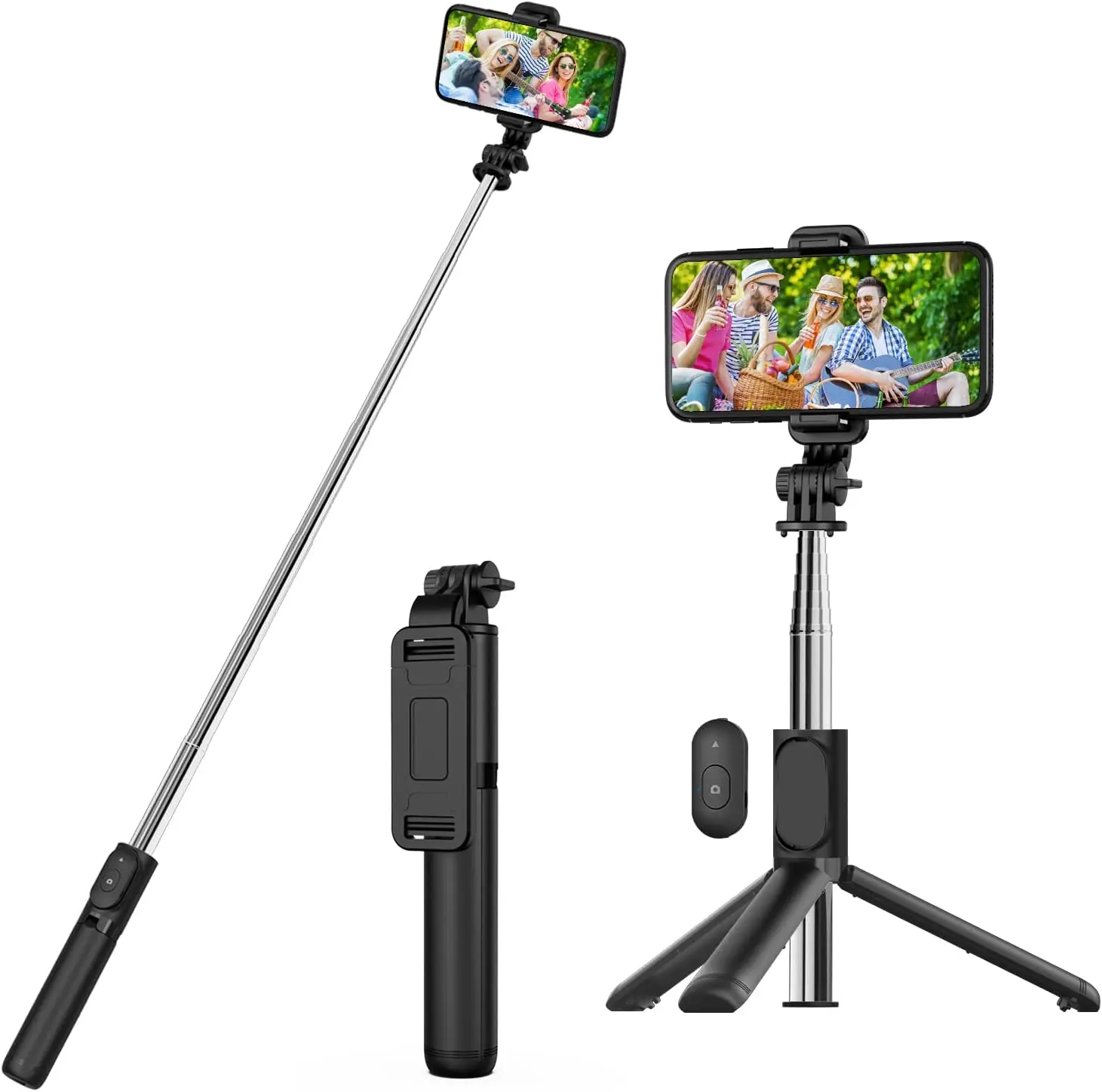 

Bastão de selfie bastão extensível de selfie com controle remoto sem fio e suporte de tripé portátil leve compatível c