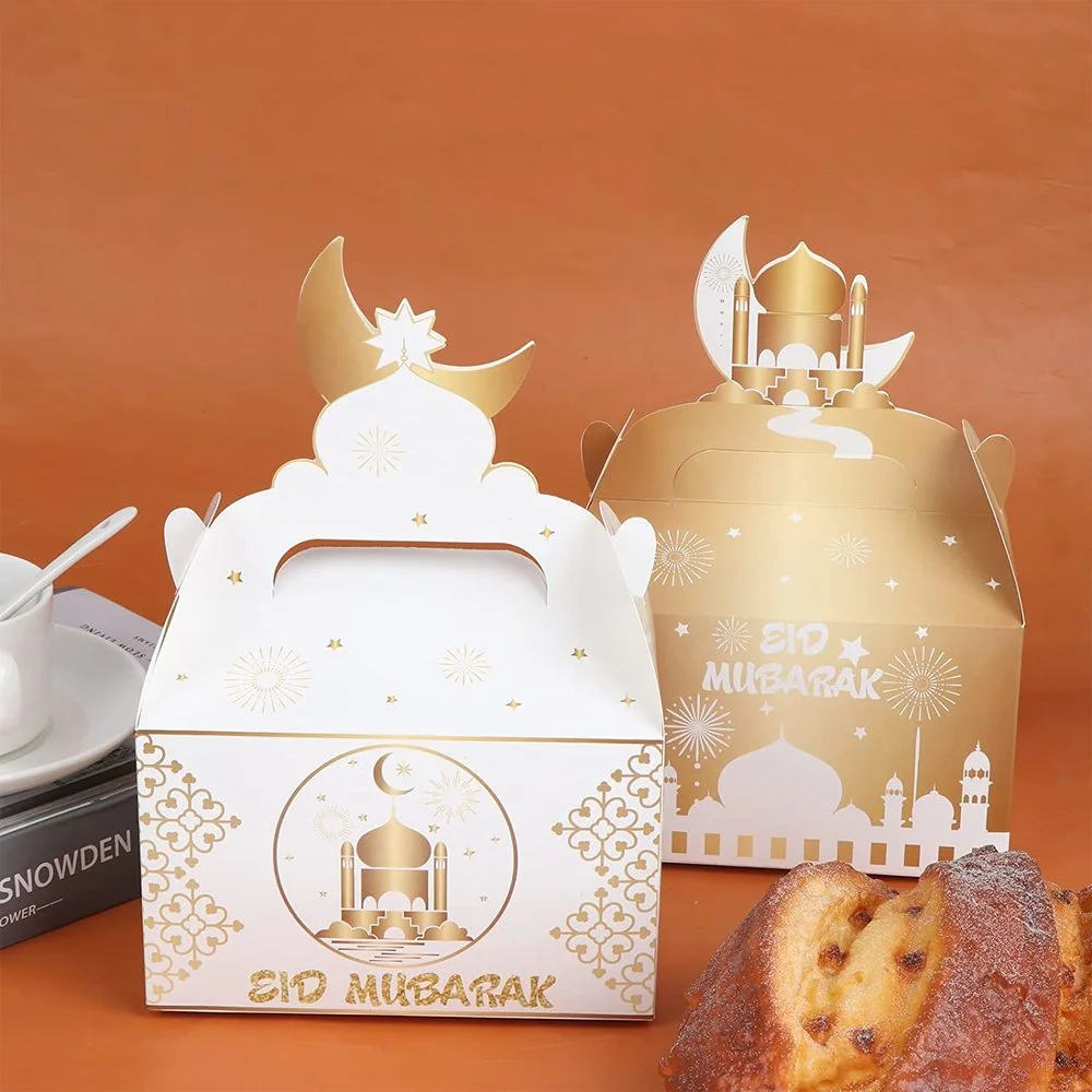 

12 шт. Eid Mubarak подарочные коробки с ручкой подарочный бумажный пакет для конфет Рамадан кареем украшение Исламские мусульманские товары для в...