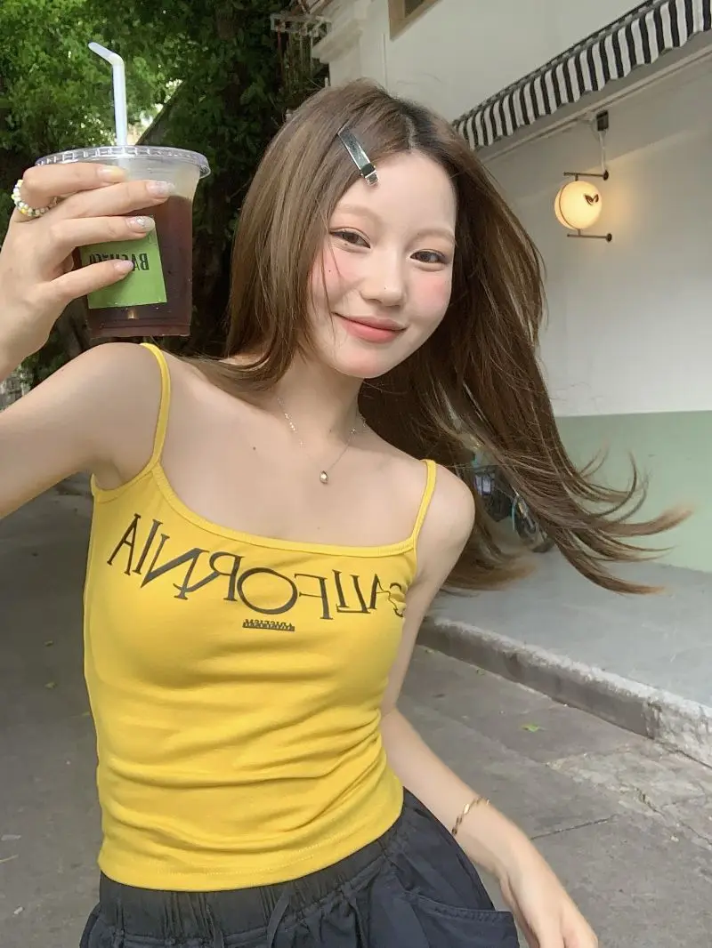 Women Letter Tops Sexy Yellow Camisole 2023 Summer Women's Crop Top Sexy Elastic Cotton Camis Sleeveless Short Tank Top Bar
Women Letter Tops Sexy Yellow Camisole 2023 Summer Women's Crop Top Sexy Elastic Cotton Camis Sleeveless Short Tank Top Bar