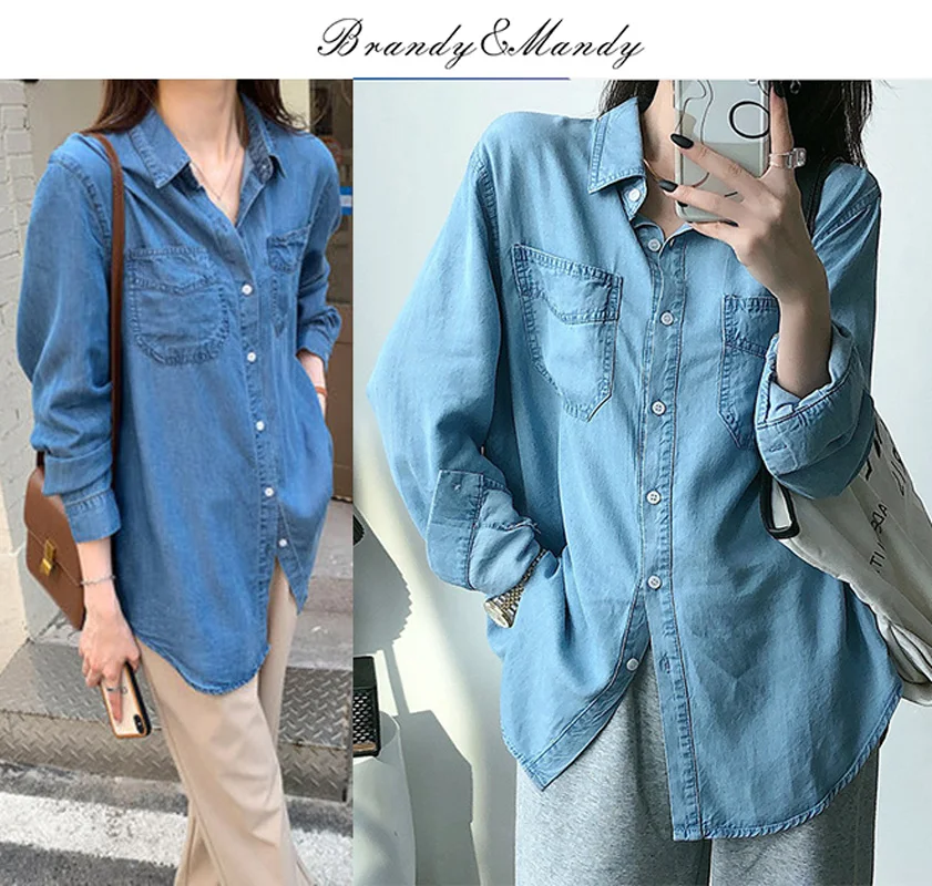 Brandy Mandy Jeans Shirts 2022 Spring Autumn New Single-Breasted Loose Retro Women Denim Clothing Casual Oversized Denim Tops
Brandy Mandy Jeans Shirts 2022 Spring Autumn New Single-Breasted Loose Retro Women Denim Clothing Casual Oversized Denim Tops