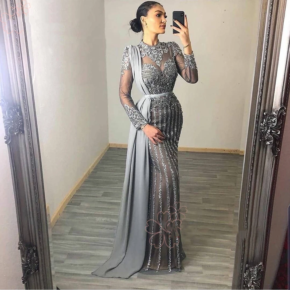Private Custom Elegant Muslim Wedding Evening Night Dress for Women Crystal Sequin High Neck Long Sleeves Mermaid Formal Prom
Private Custom Elegant Muslim Wedding Evening Night Dress for Women Crystal Sequin High Neck Long Sleeves Mermaid Formal Prom