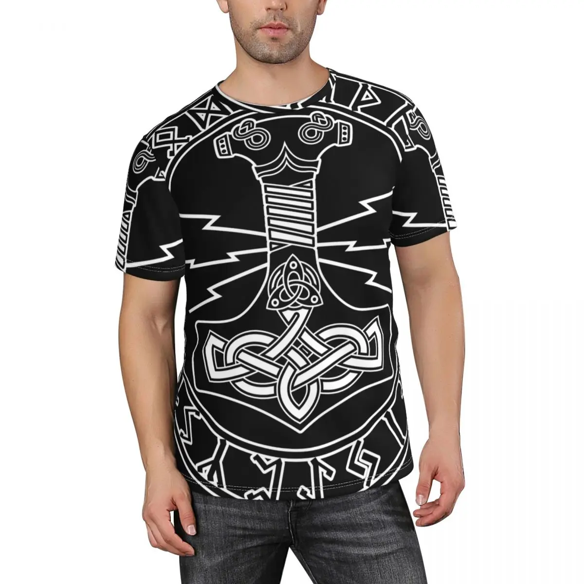 Men's Summer T-Shirt Men Casual Short Sleeve O-Neck T Shirt Comfortable Thor's Hammer Mjollnir And Scandinavian Tops Tees
Men's Summer T-Shirt Men Casual Short Sleeve O-Neck T Shirt Comfortable Thor's Hammer Mjollnir And Scandinavian Tops Tees
