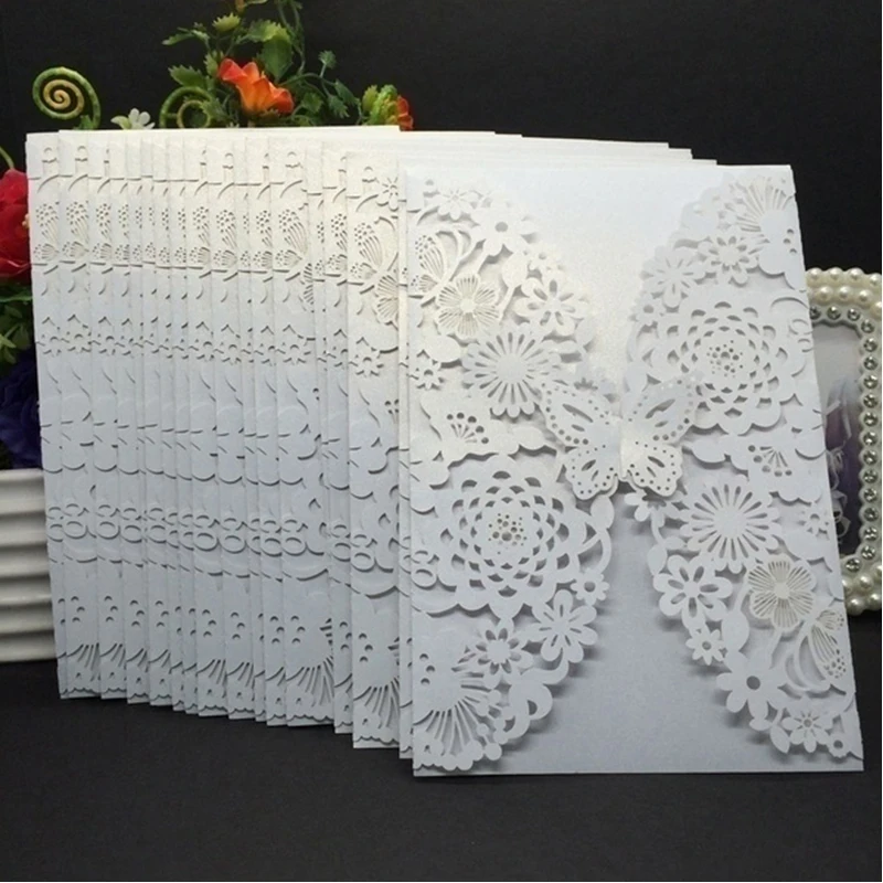 100pcs Glitter Butterfly Invitations Card With Envelopes Personalized Wedding Birthday Card Mariage Baptism Party Favor Supplies
100pcs Glitter Butterfly Invitations Card With Envelopes Personalized Wedding Birthday Card Mariage Baptism Party Favor Supplies