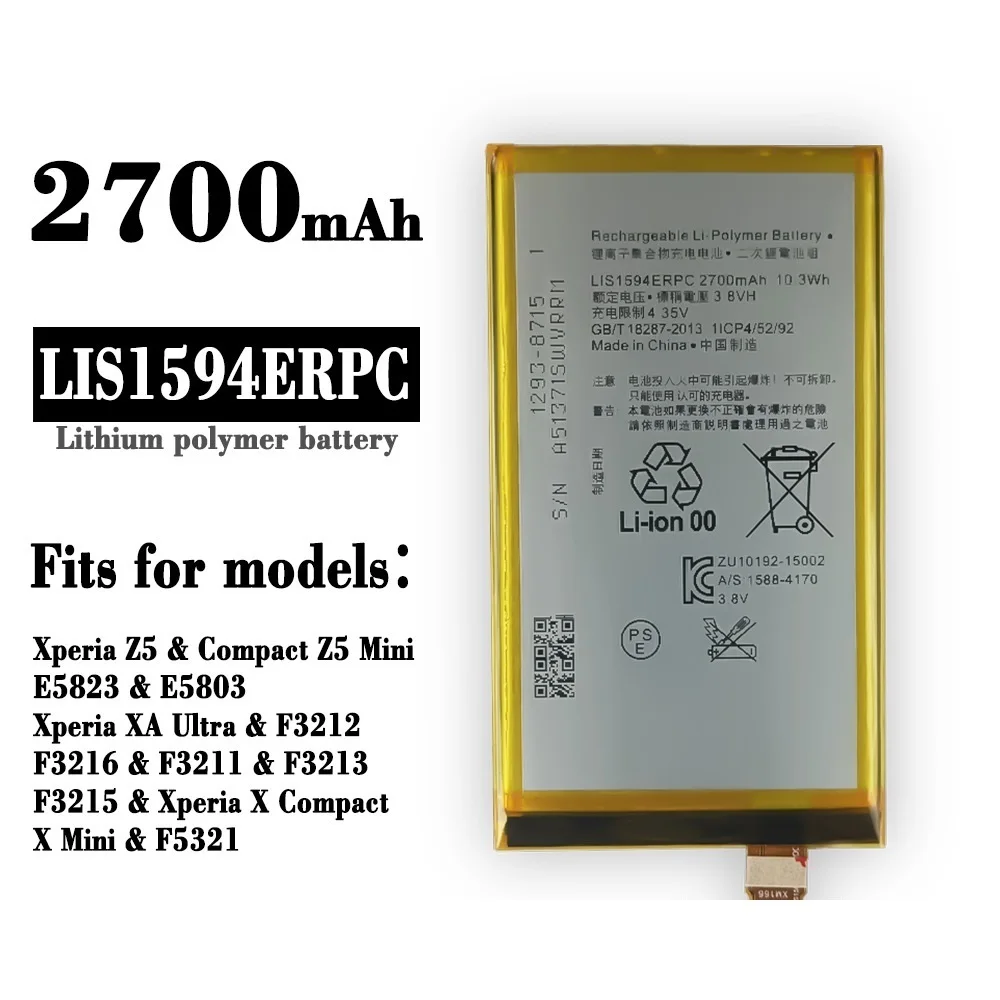 Оригинальный аккумулятор 2700 мАч LIS1594ERPC для SONY Xperia F5321 Z5C Z5 mini E5823 Z5, компактный оригинальный C6 F3216 F3215 F3216Xc
Оригинальный аккумулятор 2700 мАч LIS1594ERPC для SONY Xperia F5321 Z5C Z5 mini E5823 Z5, компактный оригинальный C6 F3216 F3215 F3216Xc