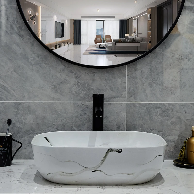 Art ceramic above counter basin hand-painted wash single household bathroom balcony square
Art ceramic above counter basin hand-painted wash single household bathroom balcony square