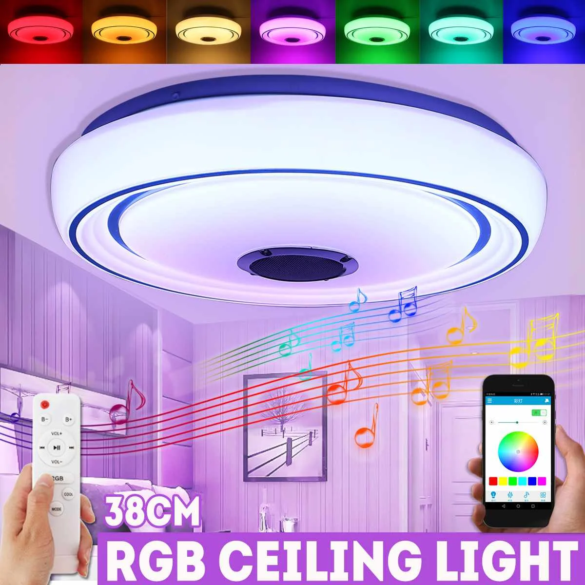 38CM Modern RGB LED Ceiling Lights Home Lighting APP bluetooth Music Light Bedroom Smart Ceiling Lamps With Remote Control
38CM Modern RGB LED Ceiling Lights Home Lighting APP bluetooth Music Light Bedroom Smart Ceiling Lamps With Remote Control