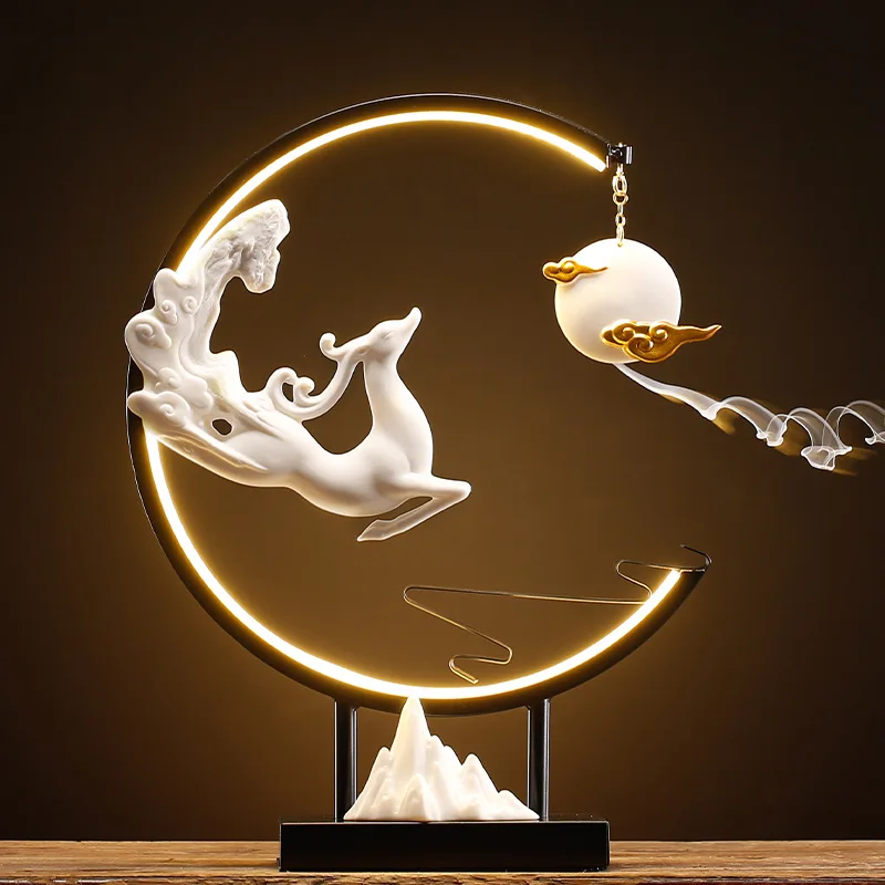 

Керамическая горелка в китайском стиле с изображением оленя удачи, Креативные украшения для ароматерапии, подарки, украшения для дома и гостиной