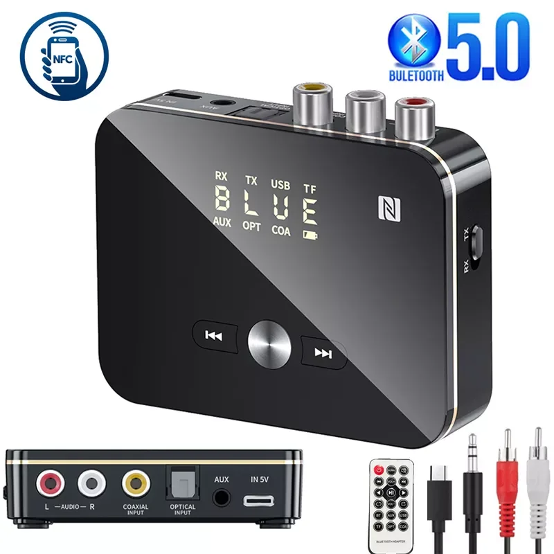 Bluetooth Receiver Transmitter 5.0 NFC Stereo 3.5mm AUX Jack RCA Optical Wireless Audio Adapter Mic IR Remote Control For TV
Bluetooth Receiver Transmitter 5.0 NFC Stereo 3.5mm AUX Jack RCA Optical Wireless Audio Adapter Mic IR Remote Control For TV