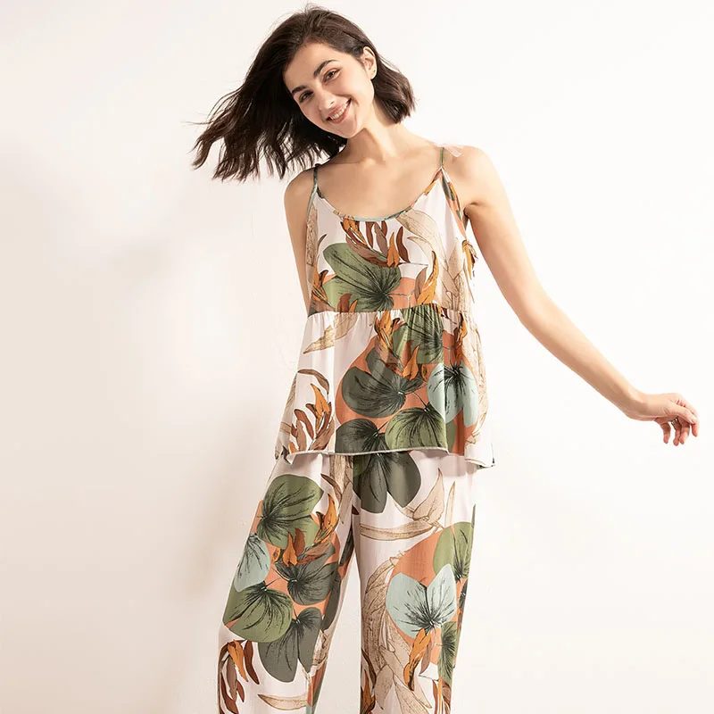Emay FALL New Ladies Pajamas Set Cartoon Banana Leaves Printed Women Comfort Loose Homewear Large Size Femme Sleepwaear
Emay FALL New Ladies Pajamas Set Cartoon Banana Leaves Printed Women Comfort Loose Homewear Large Size Femme Sleepwaear