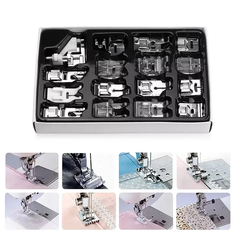 

16pcs Sewing Machine Presser Foot Feet Kit Set With Box Brother Singer Janom Sewing Machines Foot Tools Accessory Sewing Tool
