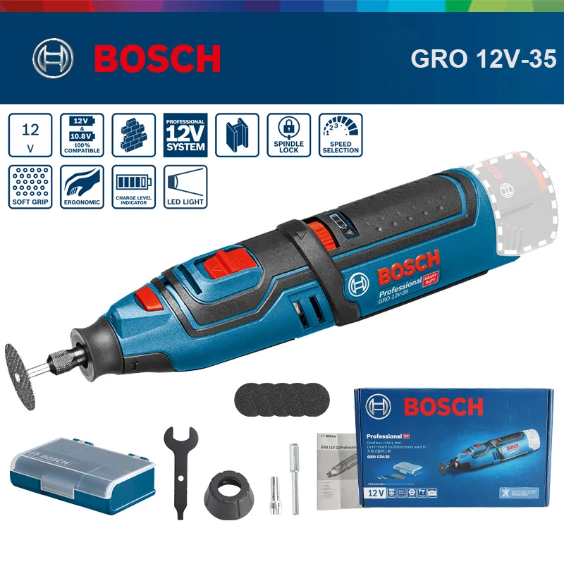 Аккумуляторная угловая шлифмашина Bosch GRO12V-35
Аккумуляторная угловая шлифмашина Bosch GRO12V-35