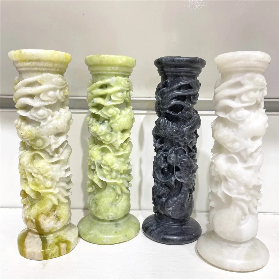 14CM Natural Mineral Quartz Crystal Rock Jade Carving Chinese Dragon Column Feng Shui China Decoration Classical Stone Crafts
14CM Natural Mineral Quartz Crystal Rock Jade Carving Chinese Dragon Column Feng Shui China Decoration Classical Stone Crafts
