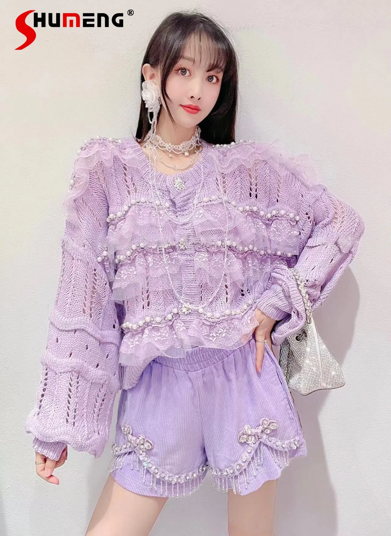 Autumn Winter New Hollow Knitted Cardigan Heavy Industry Beads Lantern Sleeve Mohair Outer Wear Sweet Sweater Coat for Women
Autumn Winter New Hollow Knitted Cardigan Heavy Industry Beads Lantern Sleeve Mohair Outer Wear Sweet Sweater Coat for Women