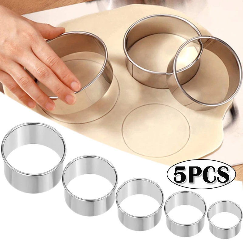 5 DIY Cookie Molds Round Stainless Steel Dumpling Skin Cutting Molds Cookies Pastry Cake Baking Tools Kitchen Baking Gadgets
5 DIY Cookie Molds Round Stainless Steel Dumpling Skin Cutting Molds Cookies Pastry Cake Baking Tools Kitchen Baking Gadgets