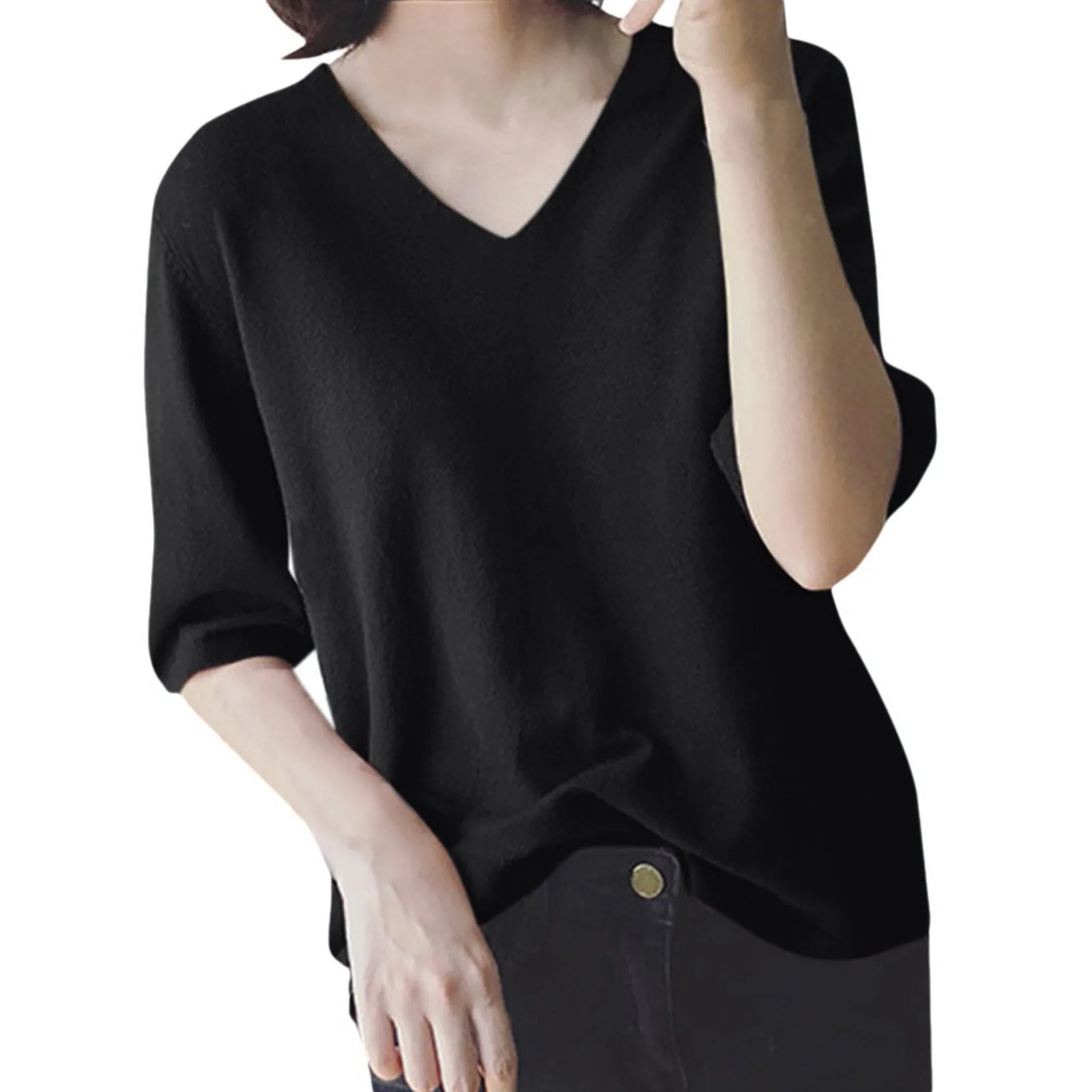 Short Sleeve Western Womens Polyester Spandex Shirt Women's Short Sleeve V Neck Ribbed Button Tops Basic Solid White Long Sleep
Short Sleeve Western Womens Polyester Spandex Shirt Women's Short Sleeve V Neck Ribbed Button Tops Basic Solid White Long Sleep