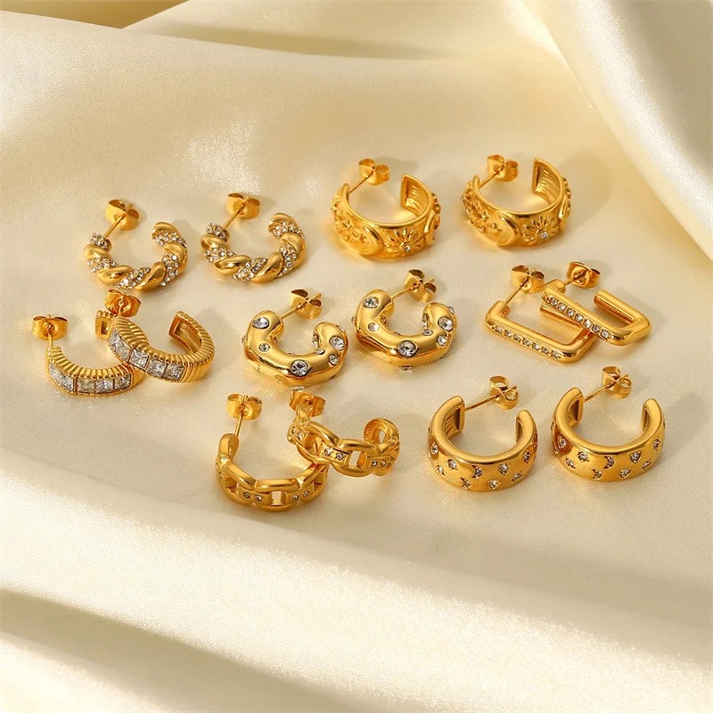 2022 new European and American net red same Stainless Steel Earrings Fashion 18 K gold diamond C-shaped Earrings women's Earring
2022 new European and American net red same Stainless Steel Earrings Fashion 18 K gold diamond C-shaped Earrings women's Earring