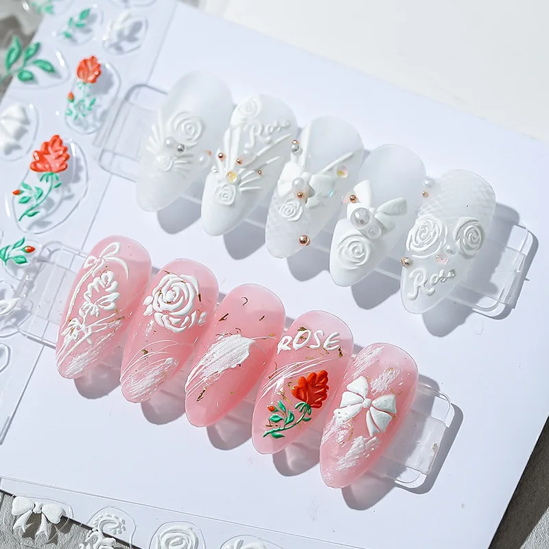 Aesthetic Wedding Bridal Nail Art Stickers 5D White Embossed Ballet Ribbon Lines Flower Gel Adhesive Nails Decals Manicure Patch
Aesthetic Wedding Bridal Nail Art Stickers 5D White Embossed Ballet Ribbon Lines Flower Gel Adhesive Nails Decals Manicure Patch
