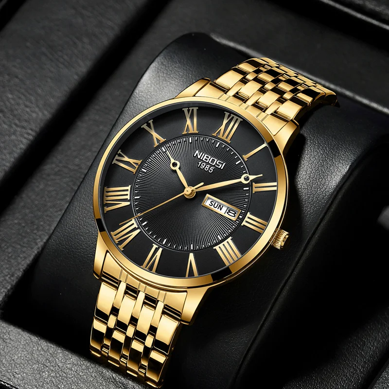 NIBOSI Fashion Simple Men Watch Slim Steel Week Date Waterproof Gold Watch For Men Quartz Business Watch Clock Relogio Masculino
NIBOSI Fashion Simple Men Watch Slim Steel Week Date Waterproof Gold Watch For Men Quartz Business Watch Clock Relogio Masculino