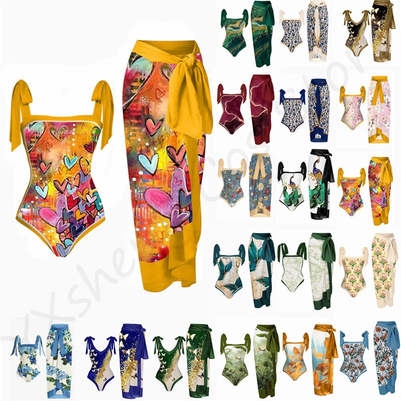 2023 New Women Swimsuit Vintage Print One-Piece Bikini Swimwear Chiffon Maxi Two-Piece Set Push Up Padded Beachwear Bathing Suit
2023 New Women Swimsuit Vintage Print One-Piece Bikini Swimwear Chiffon Maxi Two-Piece Set Push Up Padded Beachwear Bathing Suit