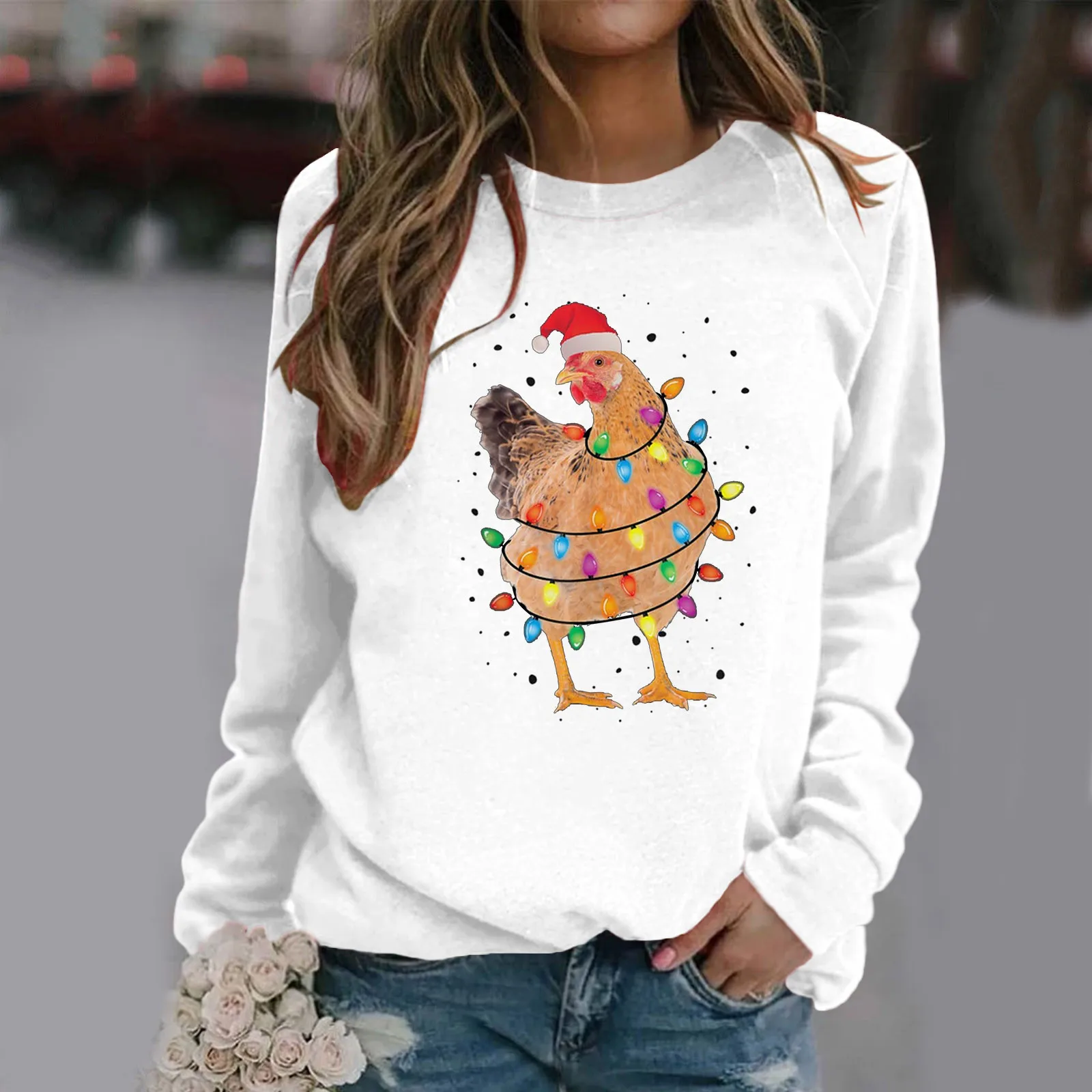 Sweatshirt For Womens Christmas Print O Neck Sweatshirt Round Neck Fit Pullover Loose Fit Quarter Zip Women Yoga with Pocket
Sweatshirt For Womens Christmas Print O Neck Sweatshirt Round Neck Fit Pullover Loose Fit Quarter Zip Women Yoga with Pocket