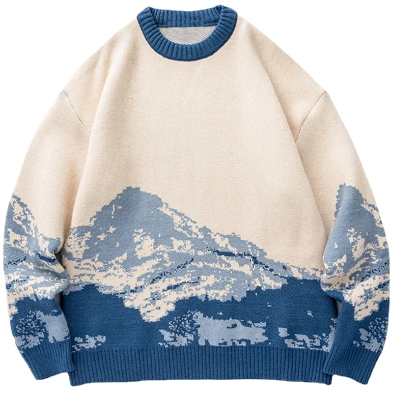 2022 Men Hip Hop Streetwear Harajuku Sweater Y2k Japanese Style Snow Mountain Knitted Sweater Winter Casual Pullover Knitwear
2022 Men Hip Hop Streetwear Harajuku Sweater Y2k Japanese Style Snow Mountain Knitted Sweater Winter Casual Pullover Knitwear