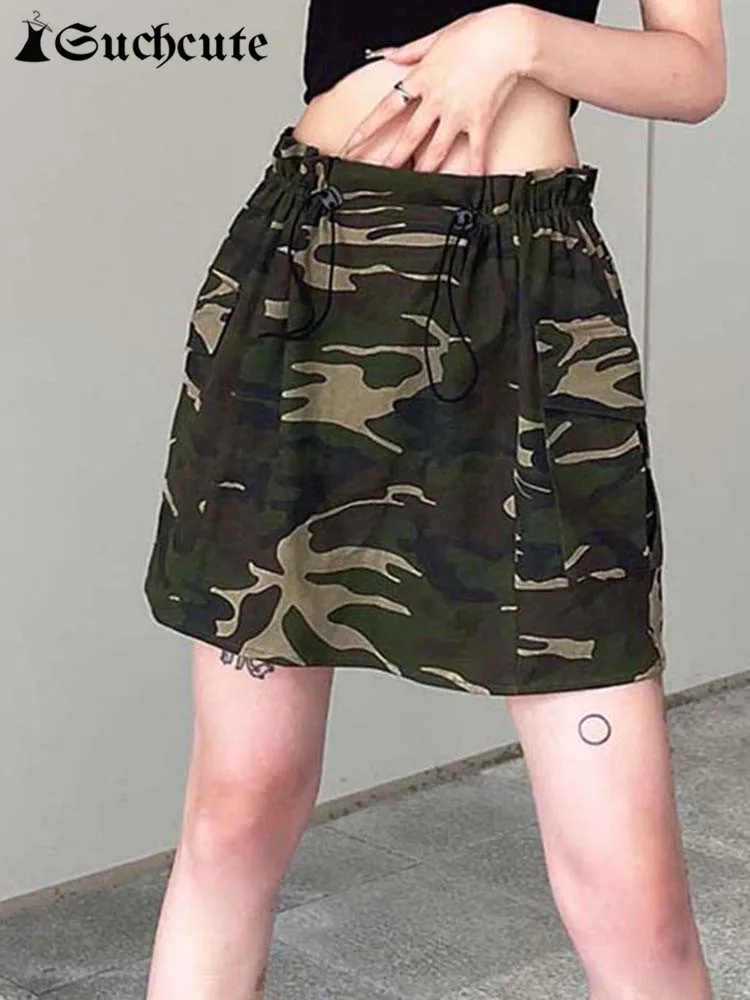 SUCHCUTE Camouflage Cargo Mini Skirt Women Fairycore ArmyGreen Elastic Waist Skirts Grunge Streetwear Pockets 90s Loose Clothes
SUCHCUTE Camouflage Cargo Mini Skirt Women Fairycore ArmyGreen Elastic Waist Skirts Grunge Streetwear Pockets 90s Loose Clothes