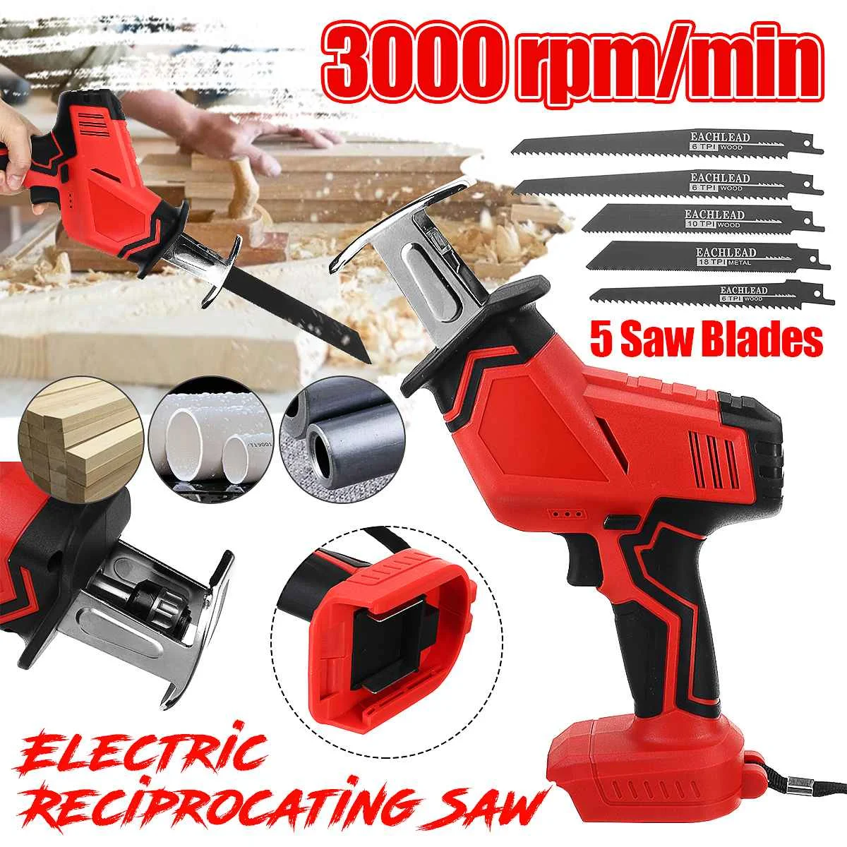 18V Cordless Reciprocating Saw Variable Speed Electric Saw Replacement Metal Wood Cutting Machine Tool for Makita 18V Battery
18V Cordless Reciprocating Saw Variable Speed Electric Saw Replacement Metal Wood Cutting Machine Tool for Makita 18V Battery