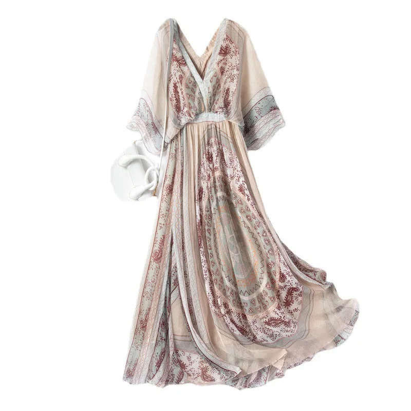 Длинное шелковое платье, элегантные платья для женщин, платье с V-образным вырезом и принтом, модная женская одежда, летнее праздничное платье, Vestido De Mujer
Длинное шелковое платье, элегантные платья для женщин, платье с V-образным вырезом и принтом, модная женская одежда, летнее праздничное платье, Vestido De Mujer