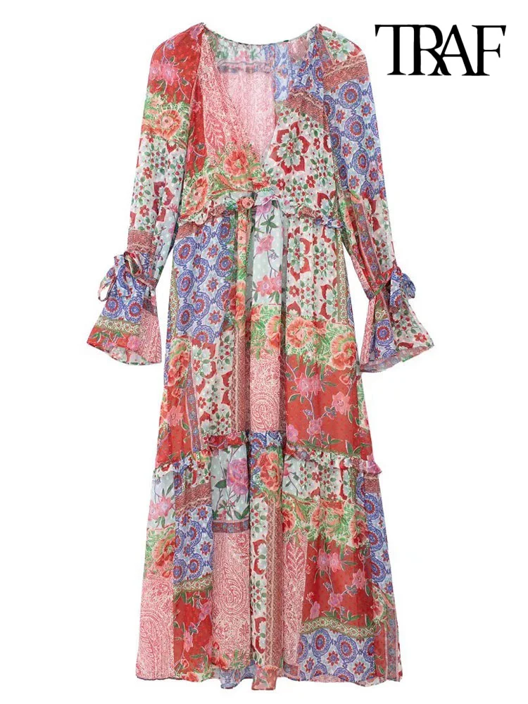 TRAF Women Fashion With Tied Printed Ruffled Midi Dress Vintage Long Sleeve With Lining Female Dresses Vestidos Mujer
TRAF Women Fashion With Tied Printed Ruffled Midi Dress Vintage Long Sleeve With Lining Female Dresses Vestidos Mujer