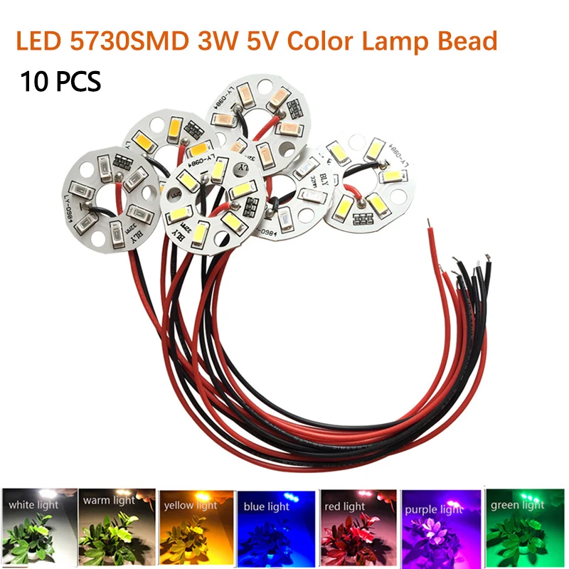 

10pcs High Brightness LED 5730SMD 3W 5V Color Lamp Bead Light Board Bulb Round Transformation Light Source Dia 32MM Green Red