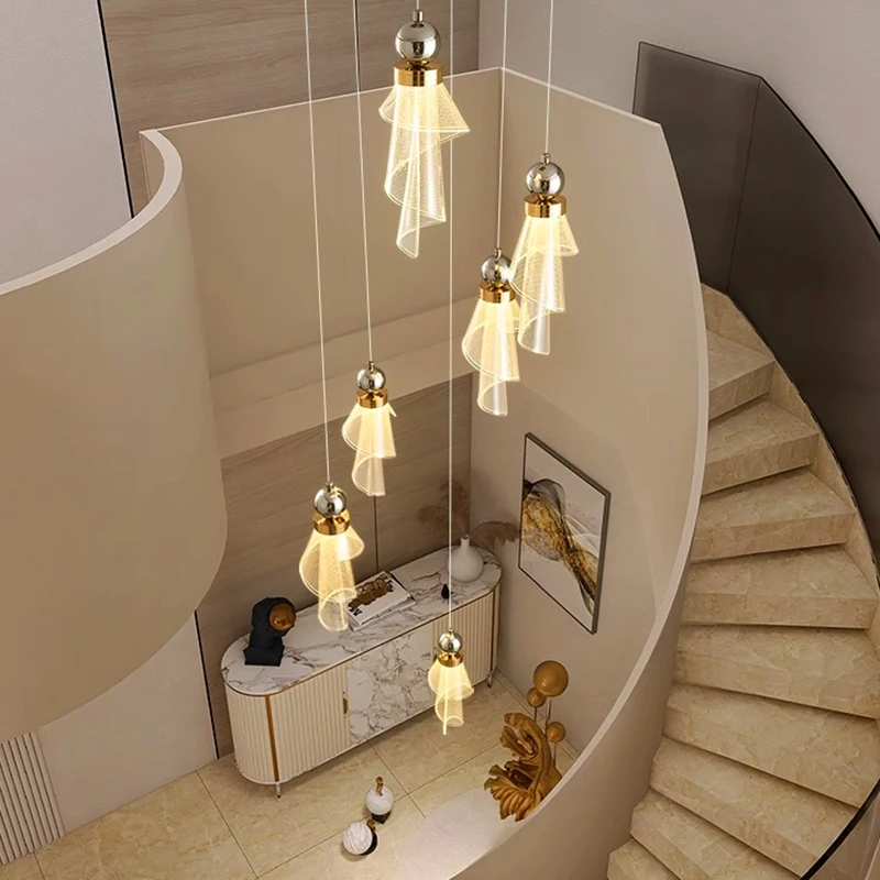 

Светодиодная подвесная люстра в виде лестницы, настенный светильник для украшения гостиной в скандинавском стиле, роскошное украшение для дома и столовой