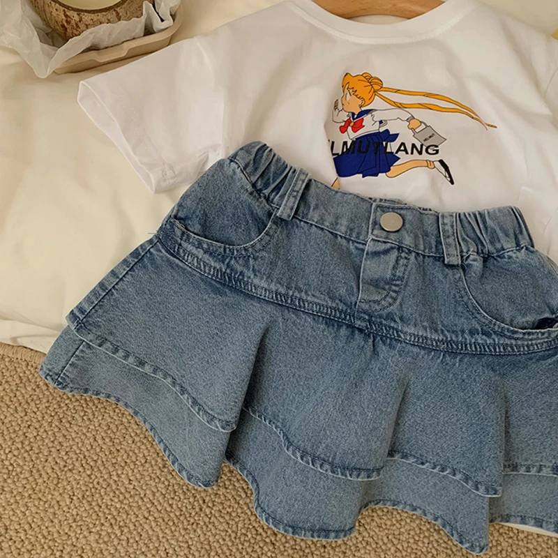 Toddler Girl Denim Skirt Spring Summer New Korean Children Cute Ruffle Jean Skirt Short Inside With Pants Casual Kids Clothes
Toddler Girl Denim Skirt Spring Summer New Korean Children Cute Ruffle Jean Skirt Short Inside With Pants Casual Kids Clothes