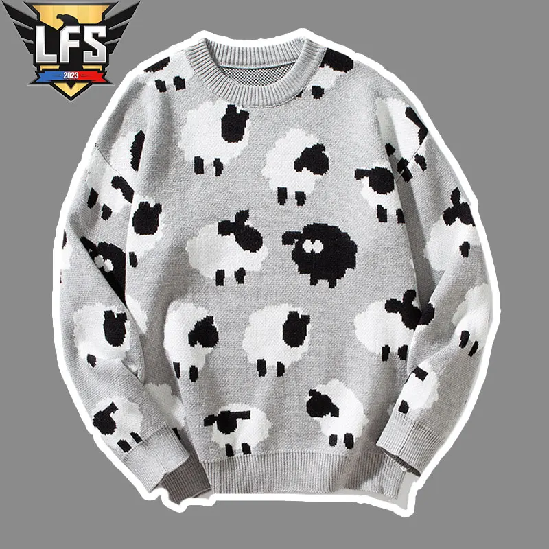Spring Autumn New Mens Sweater Sheep Pattern Cute Cartoon Pullover Men Casual Sweaters Round Neck High Quality Knitted Pullover
Spring Autumn New Mens Sweater Sheep Pattern Cute Cartoon Pullover Men Casual Sweaters Round Neck High Quality Knitted Pullover