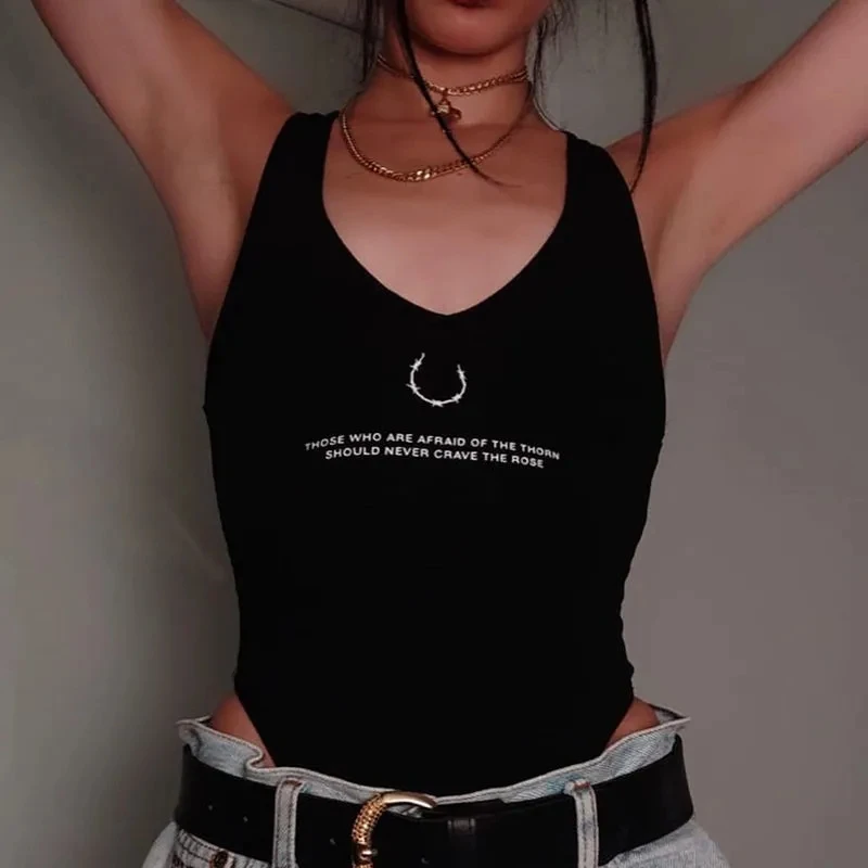 Top y2k women's letters thorns print sexy hot girl camisole one-piece suit Bodysuit women sleeveless Sling Jumpsuit and bodysuit
Top y2k women's letters thorns print sexy hot girl camisole one-piece suit Bodysuit women sleeveless Sling Jumpsuit and bodysuit