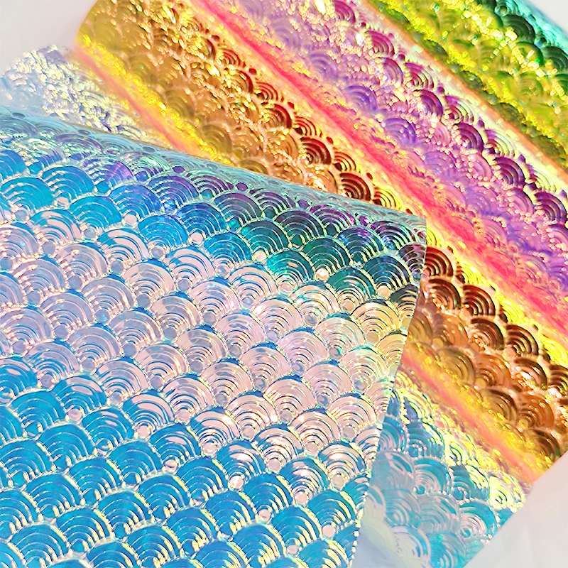 Fish Scale/Mermaid Skin Pattern Design Embossed PU Holographic Metallic Faux Fabric Leather Sheet for Bag Handbag Craft 30x135cm
Fish Scale/Mermaid Skin Pattern Design Embossed PU Holographic Metallic Faux Fabric Leather Sheet for Bag Handbag Craft 30x135cm