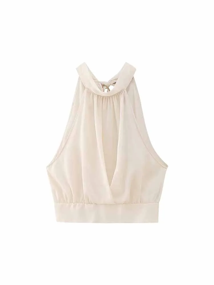 Women New Fashion Bowknot decoration Satin texture Cropped Slim Tops Vintage sleeveless Female Shirts Chic Tops
Women New Fashion Bowknot decoration Satin texture Cropped Slim Tops Vintage sleeveless Female Shirts Chic Tops