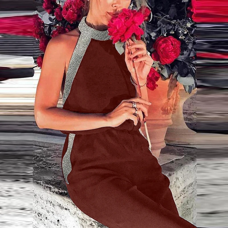 Elegant Slim Halter Sequin Women Summer Jumpsuits Sexy Sleeveless Wide Leg Pant One Piece Overalls Office Lady Fashion Playsuits
Elegant Slim Halter Sequin Women Summer Jumpsuits Sexy Sleeveless Wide Leg Pant One Piece Overalls Office Lady Fashion Playsuits