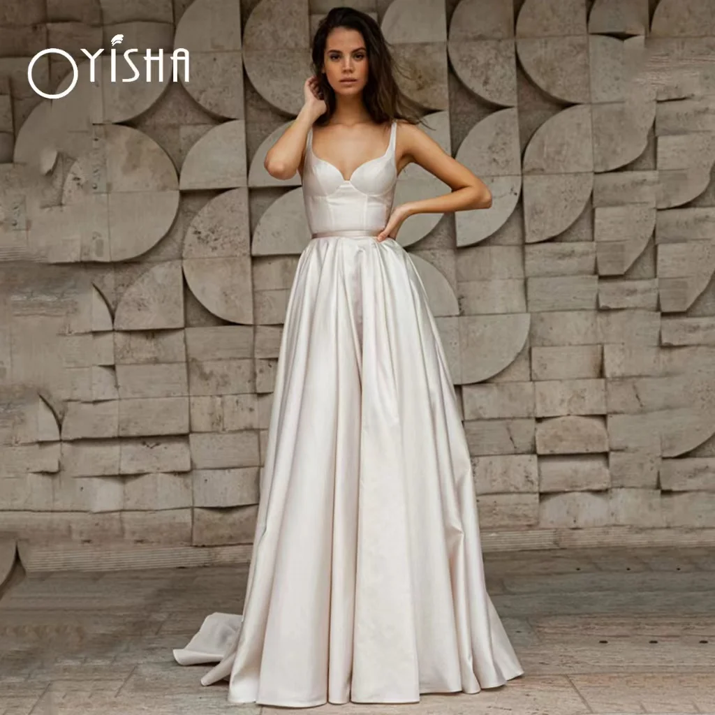 OYISHA Elegant Satin A-Line Wedding Dresses For Bride 2023 Sexy V-Neck Simple Bridal Gowns Backless Sleeveles Robe De Mariee
OYISHA Elegant Satin A-Line Wedding Dresses For Bride 2023 Sexy V-Neck Simple Bridal Gowns Backless Sleeveles Robe De Mariee